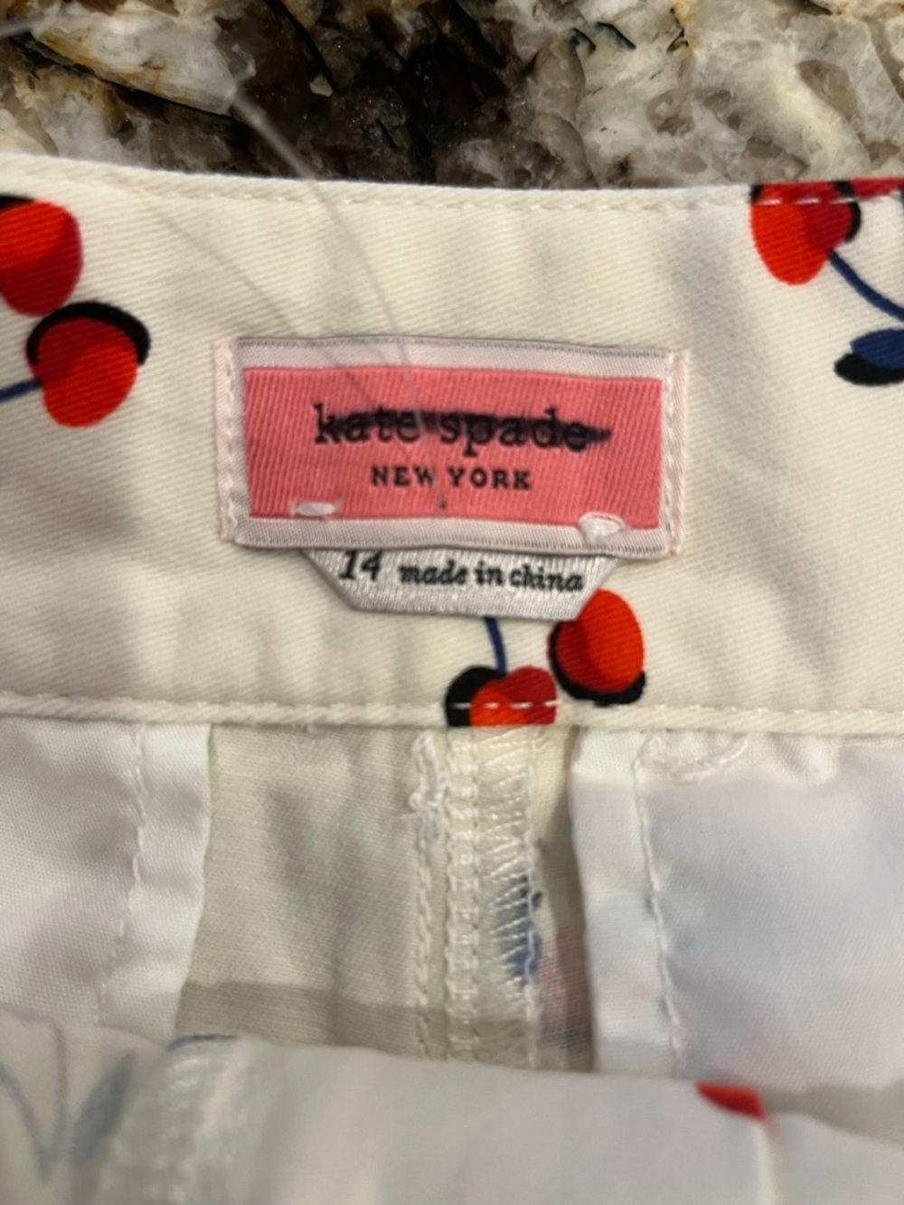 Kate Spade New York Cherry Print Shorts Size 14 High Waist Summer Designer Chic - Picture 5 of 9